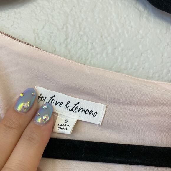 For Love & Lemons La Villette Puff Sleeve Cropped Blouse Pink Small - Picture 6 of 9